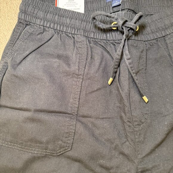 Tommy Hilfiger Black Logo Drawstring Joggers size Medium Cotton Linen - Picture 4 of 9